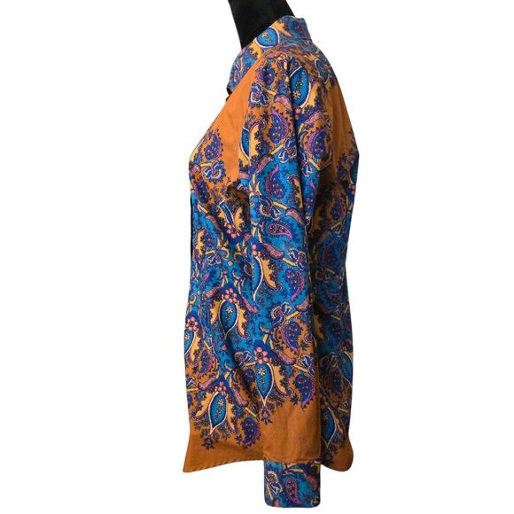 Tyler Boe Size 12 Top Orange/Blue Paisley Corp Core Fall Business Work - Picture 5 of 13